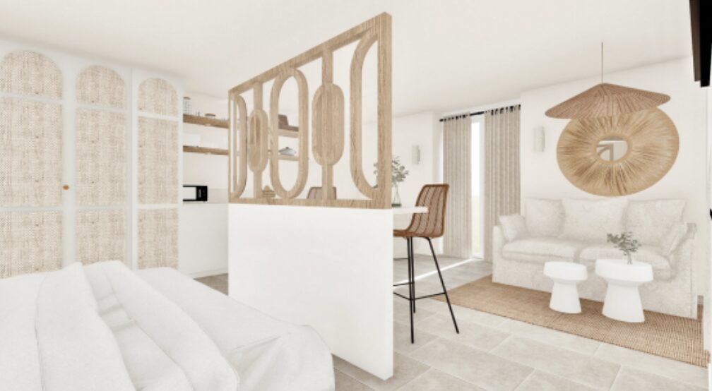 cabourg studio1 vue coté lit